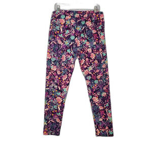 LuLaRoe Purple Red and Blue Floral Leggings PJ Pajama Pants Womens Plus Size TC2